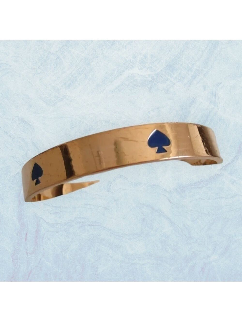 Kate Spade Gold Tone Royal Blue Enamel Spade Logo Bangle Vintage 0037 - Picture 5 of 6